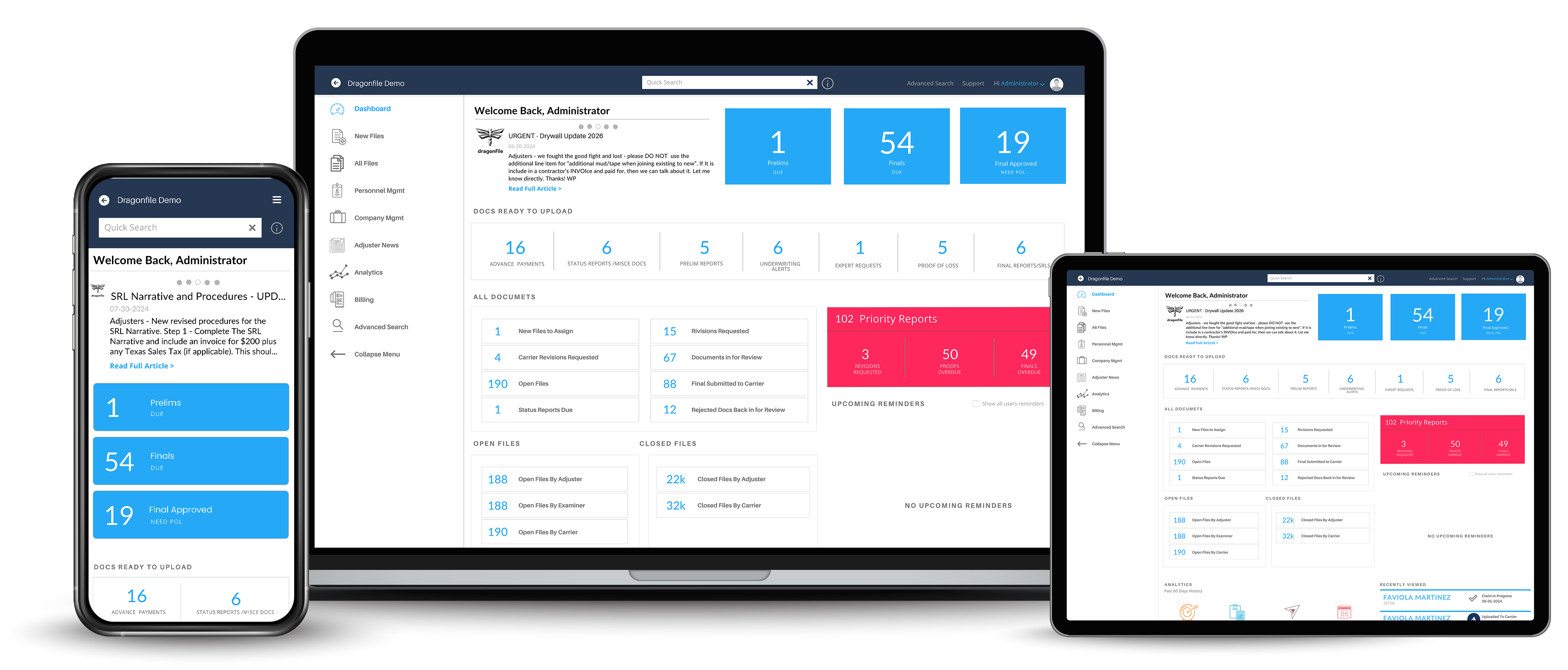 Dragonfile Mobile Responsive Dashboard